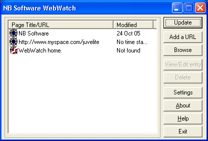Screenshot of webwatch